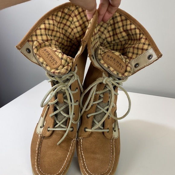 Sperry Top Siders LadyFish Fold Down Lace Up Boots Size 8 - Picture 14 of 16